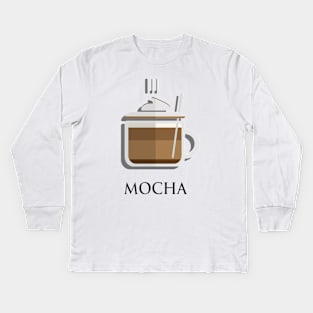 Hot Mocha coffee with whipped cream front view flat design style Kids Long Sleeve T-Shirt